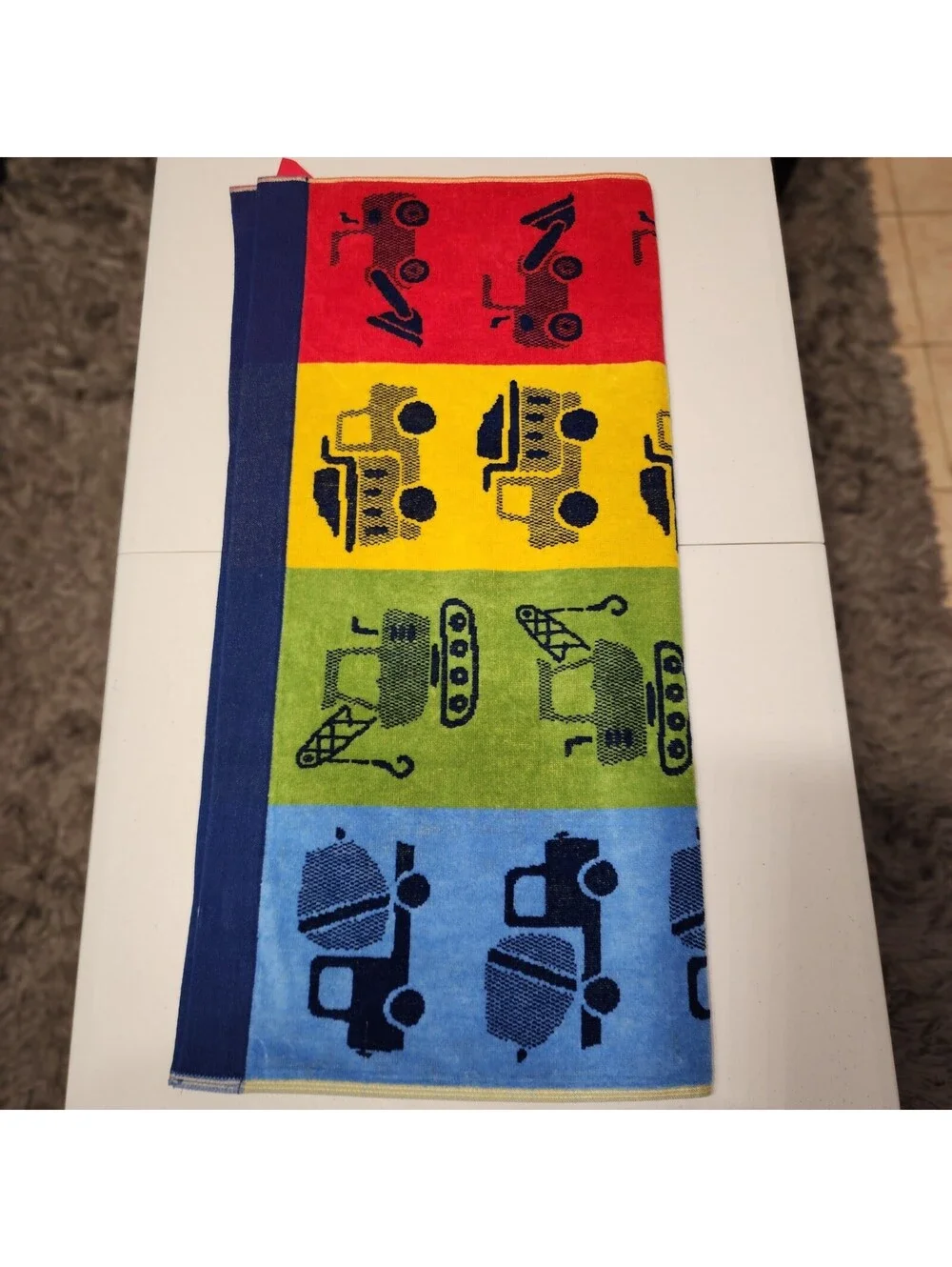 Member's Mark Multicolor Construction Vehicles 100% Cotton Beach Towel